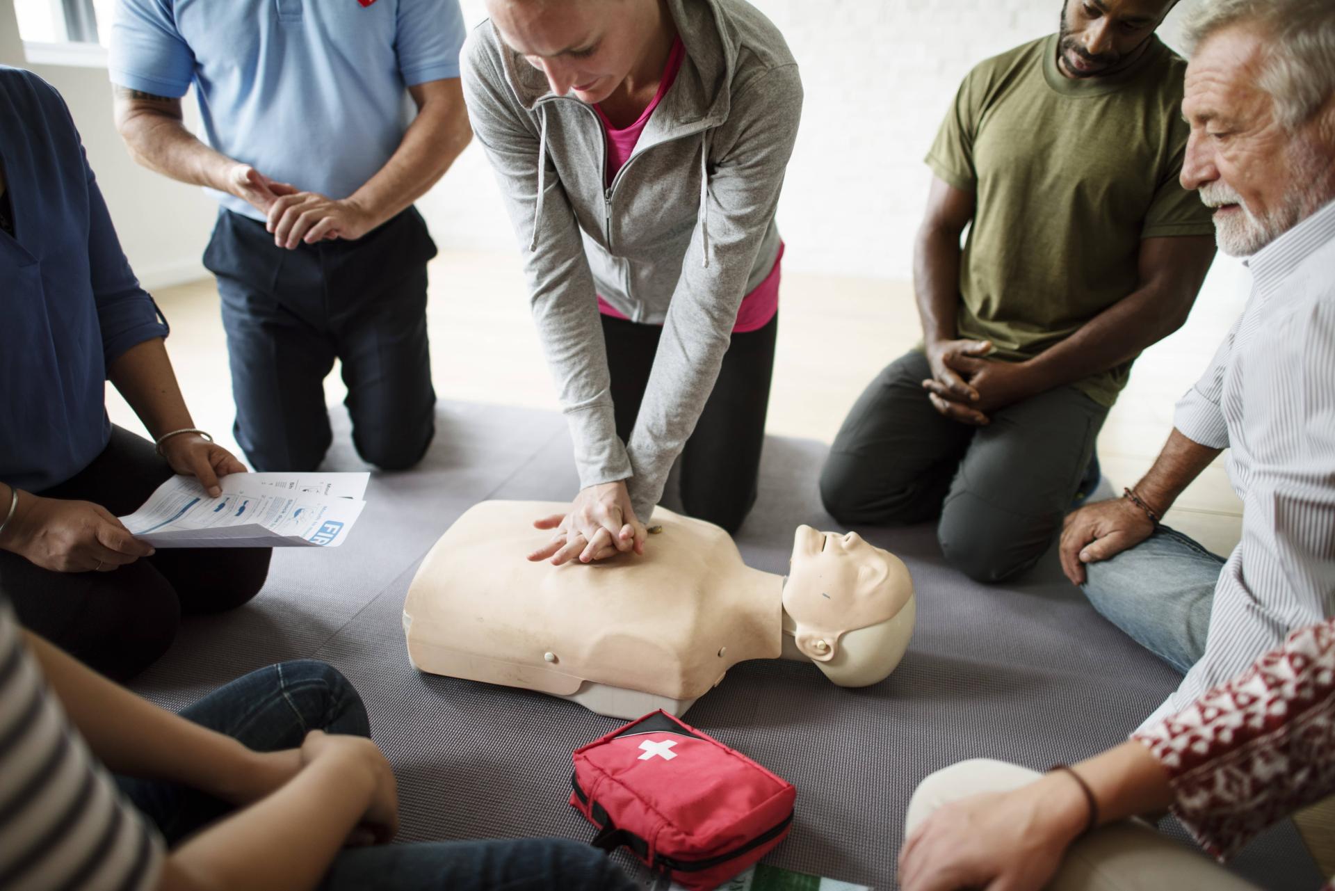 Person performing CPR in Comprehensive First aid course